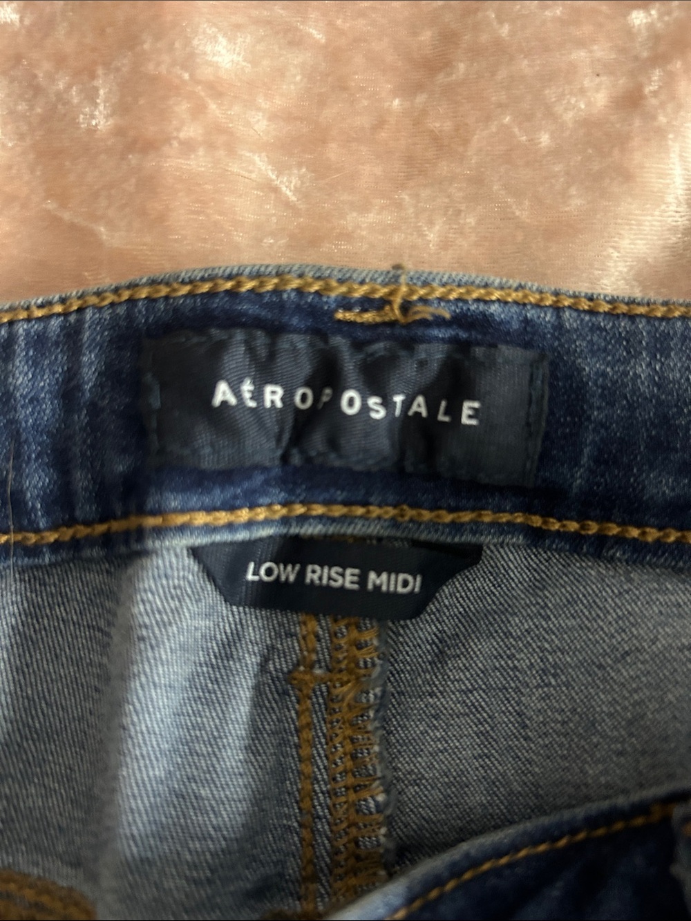 Aeropostale Dark Blue Distressed Rolled-Hem Jean Shorts